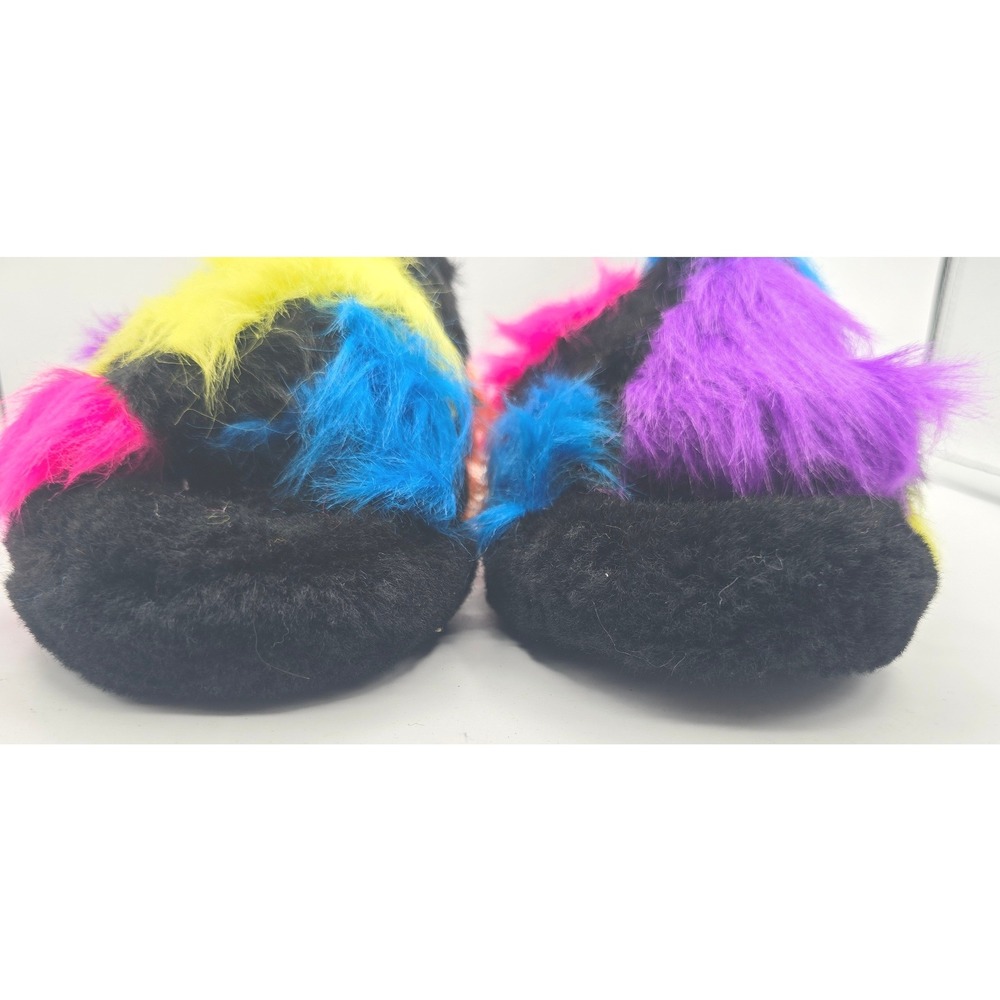 UGG Fluff Yeah Party Spots Slides Black Multicolor Womens 8 Fur Sandals Slippers - Picture 5 of 10